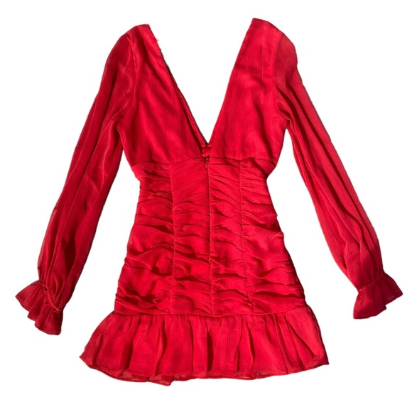 NWT ASOS Red Fitted Ruched Mini Dress Size 10 - Picture 3 of 5